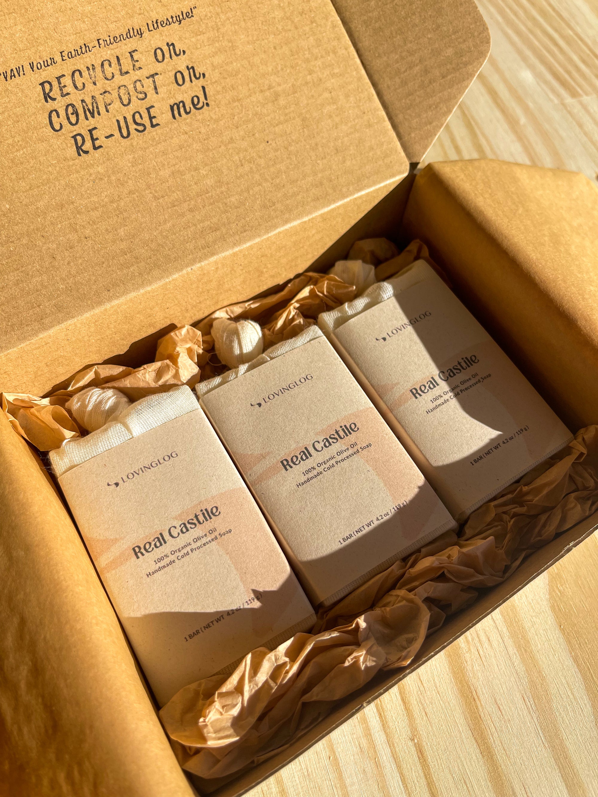 100% Organic Olive Castile Soap (3pk Gift Wrap)