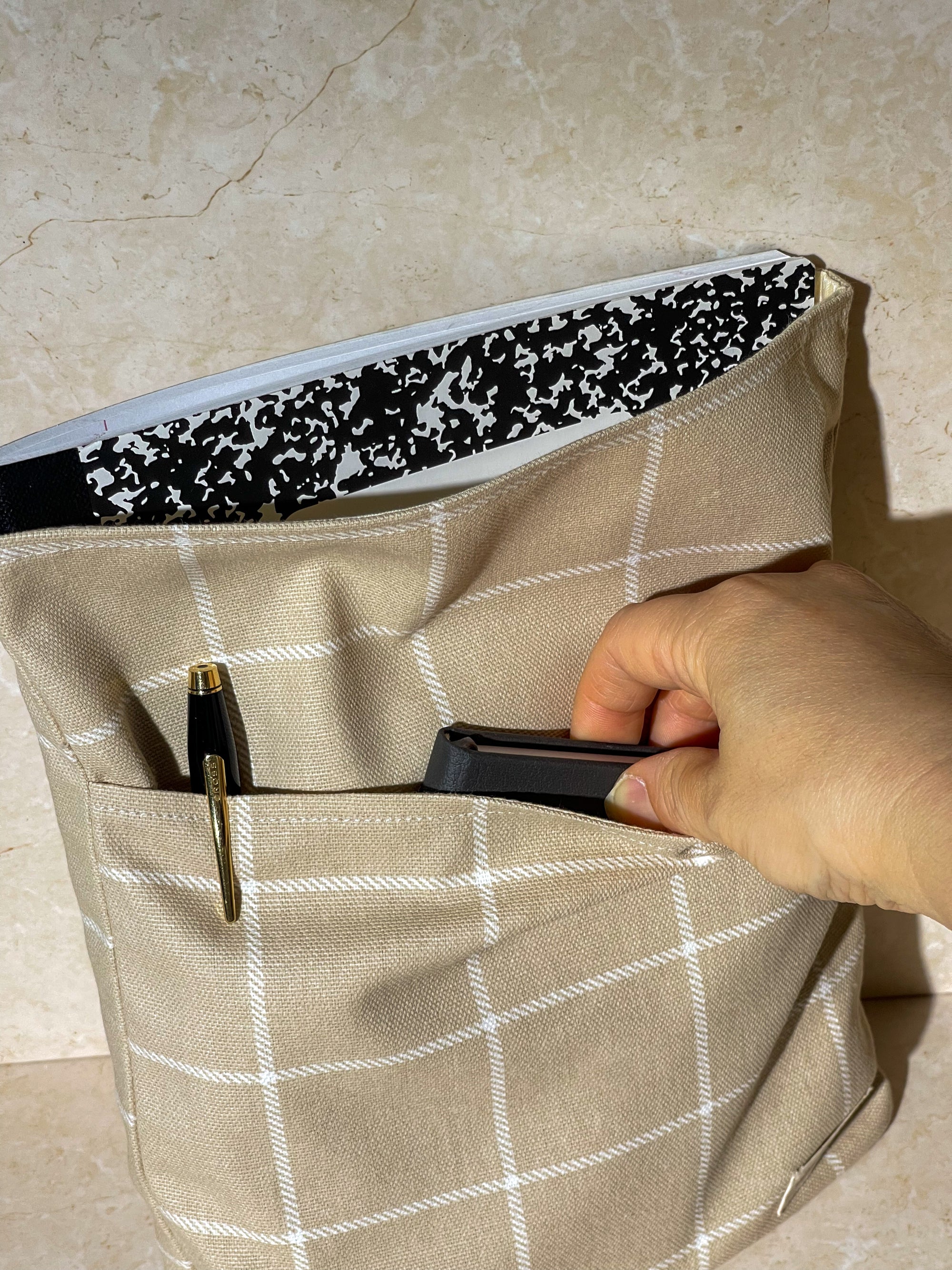 Thin Book Sleeve - Khaki Stripe