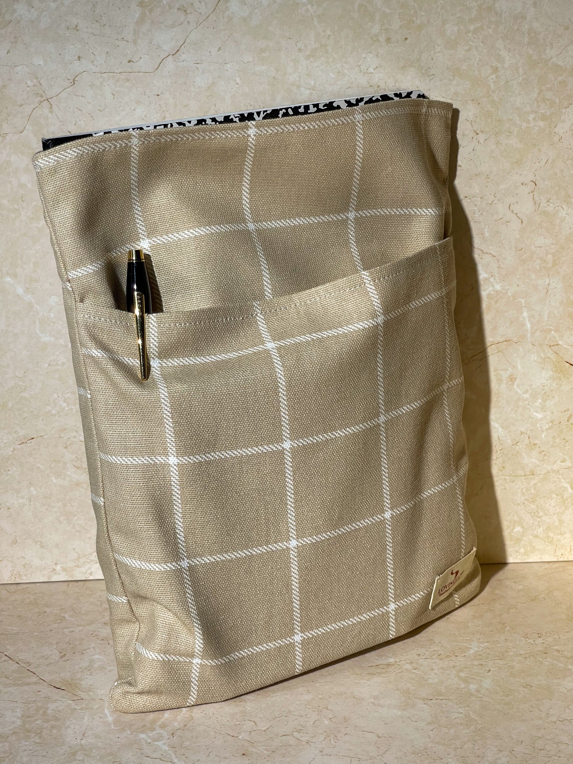 Thin Book Sleeve - Khaki Stripe
