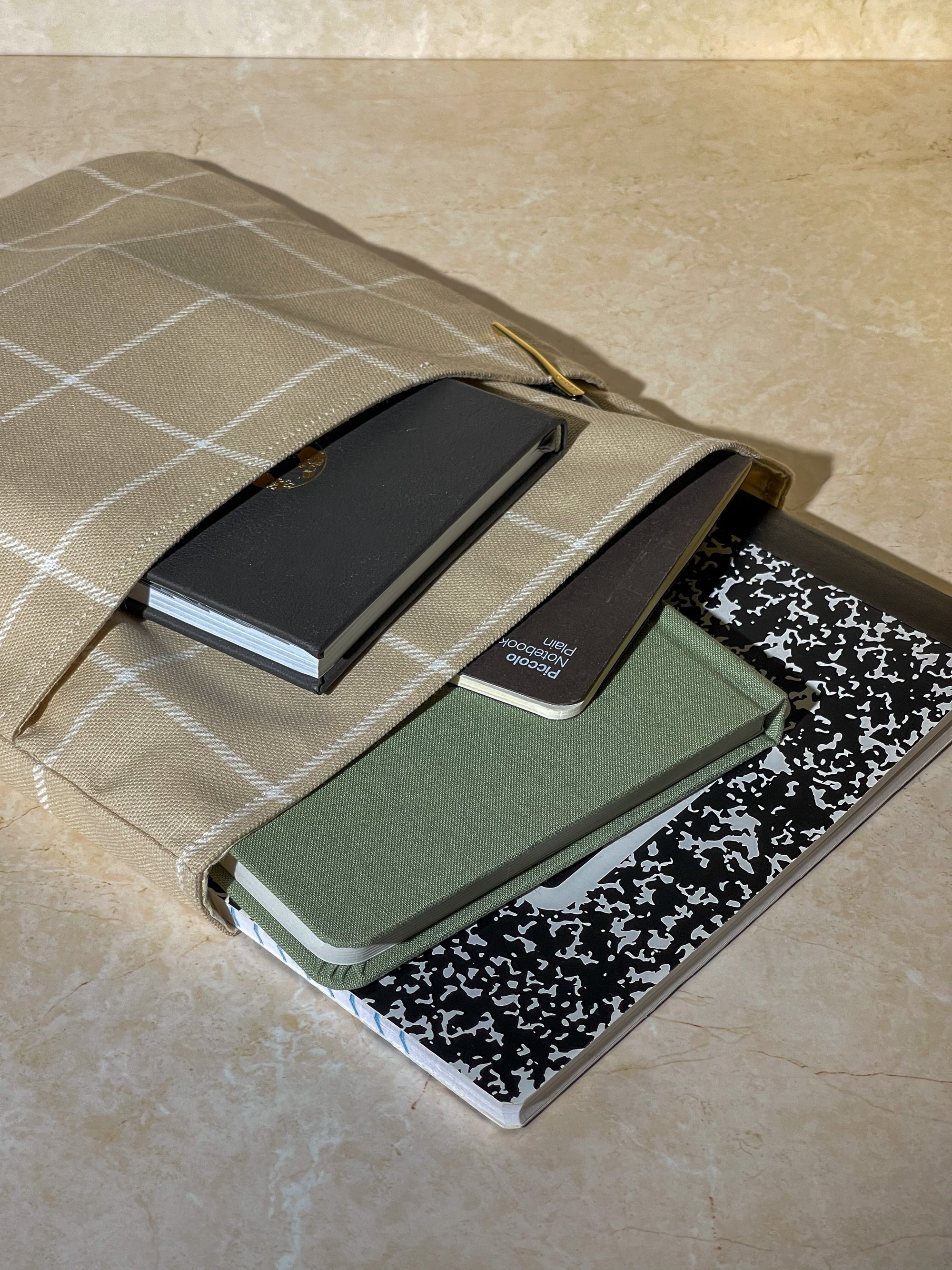 Thin Book Sleeve - Khaki Stripe
