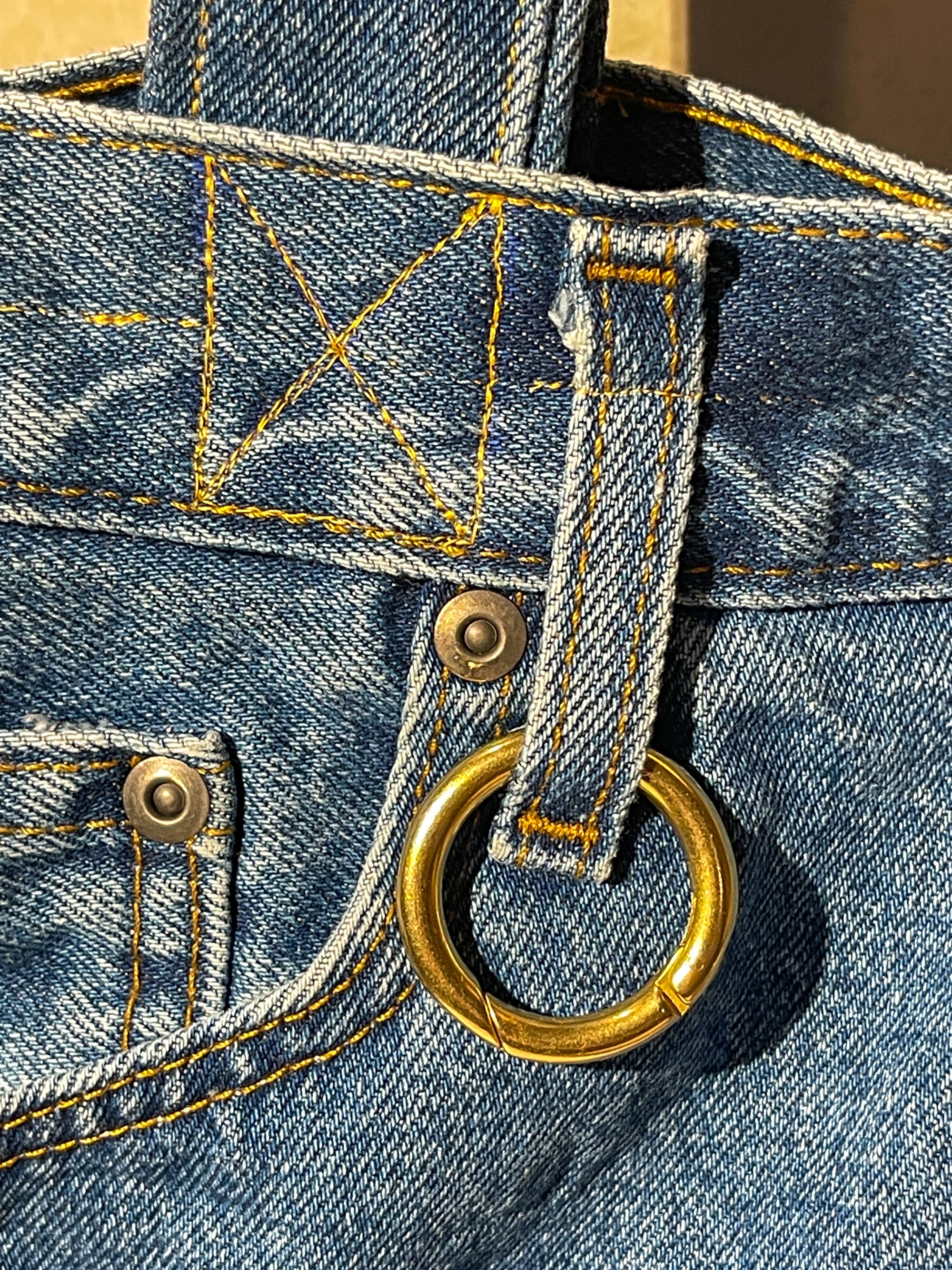 Upcycled Large Short Tote Bag - Blue Jean
