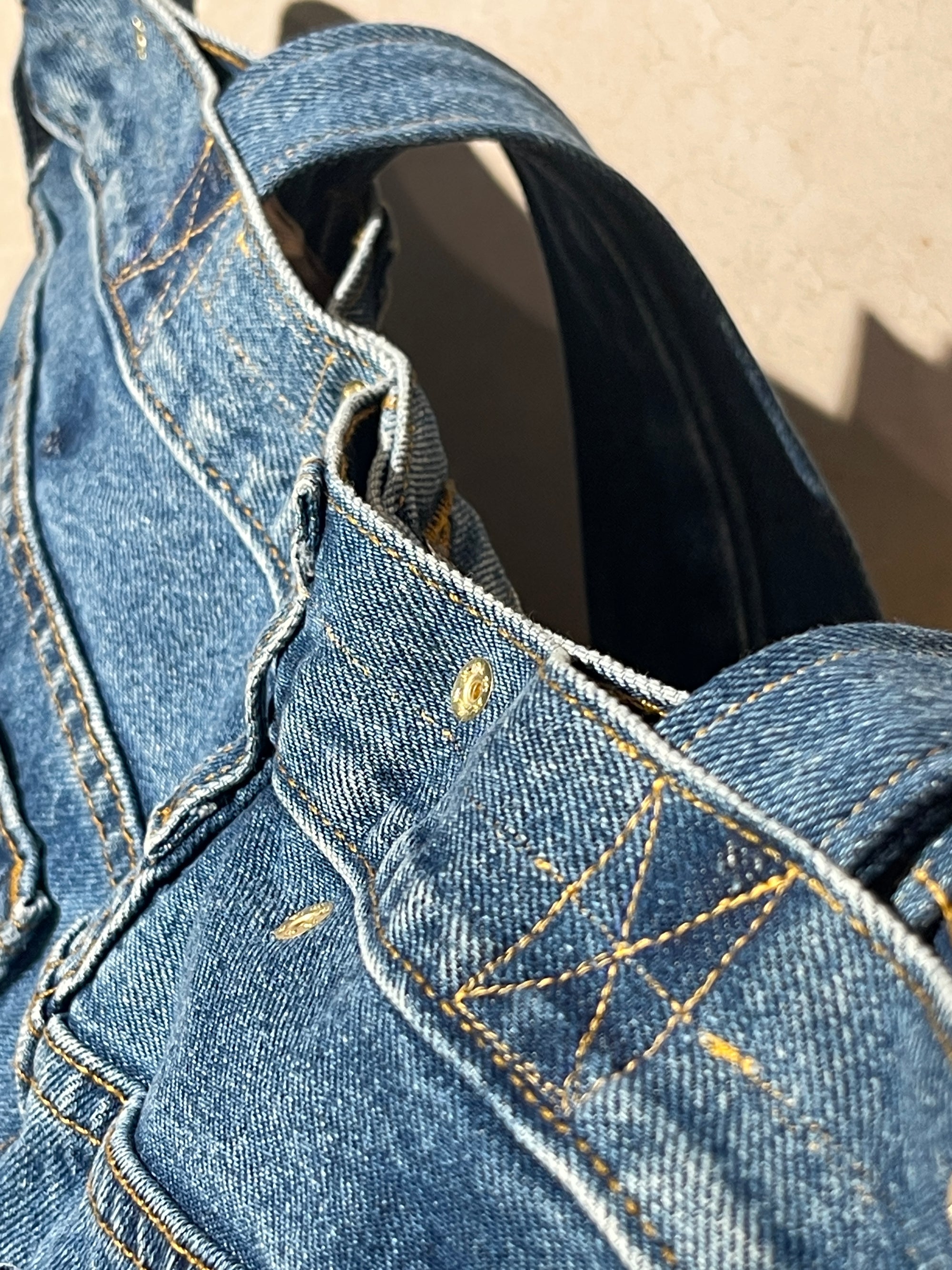 Upcycled Large Short Tote Bag - Blue Jean