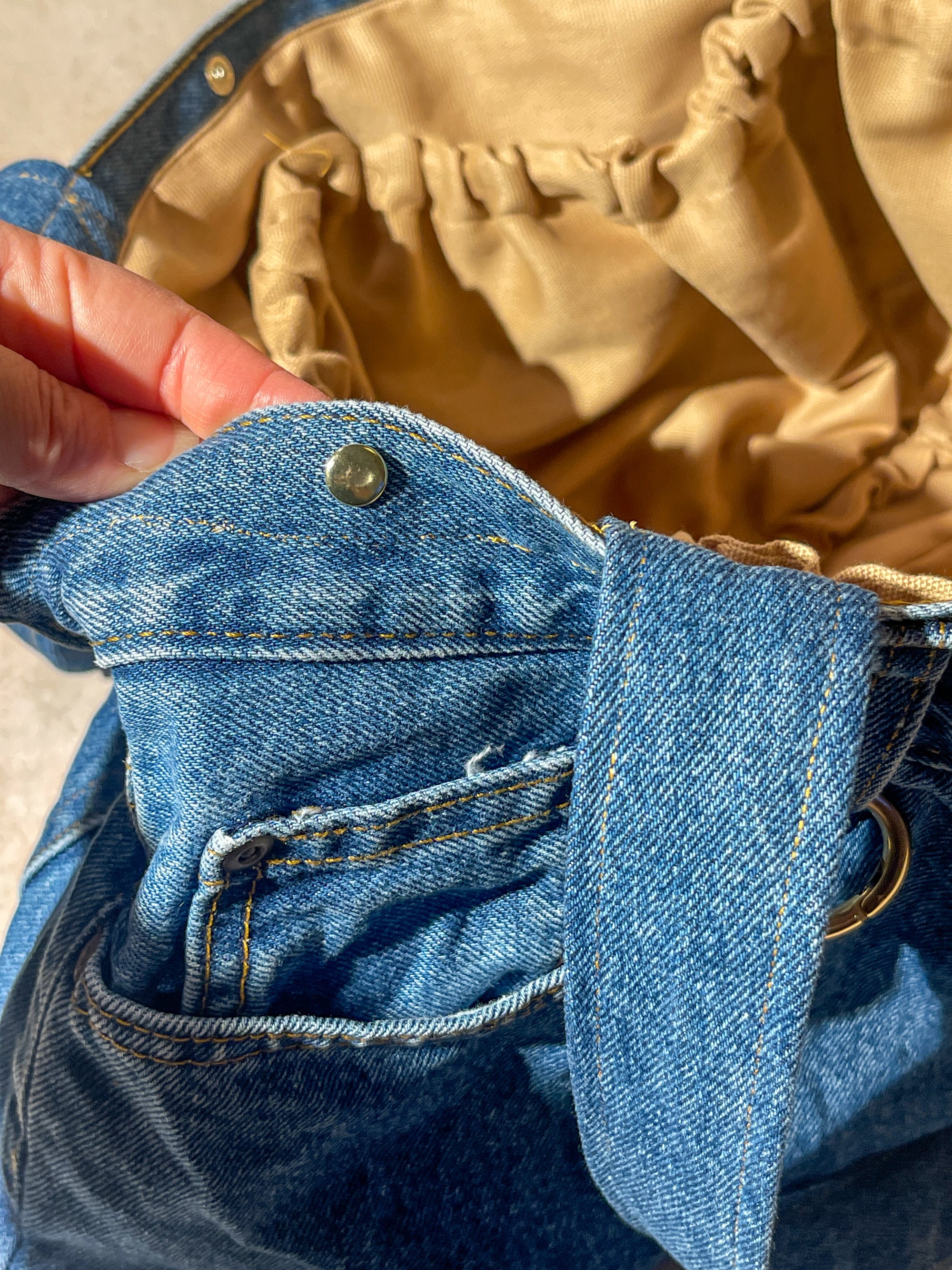 Upcycled Large Short Tote Bag - Blue Jean