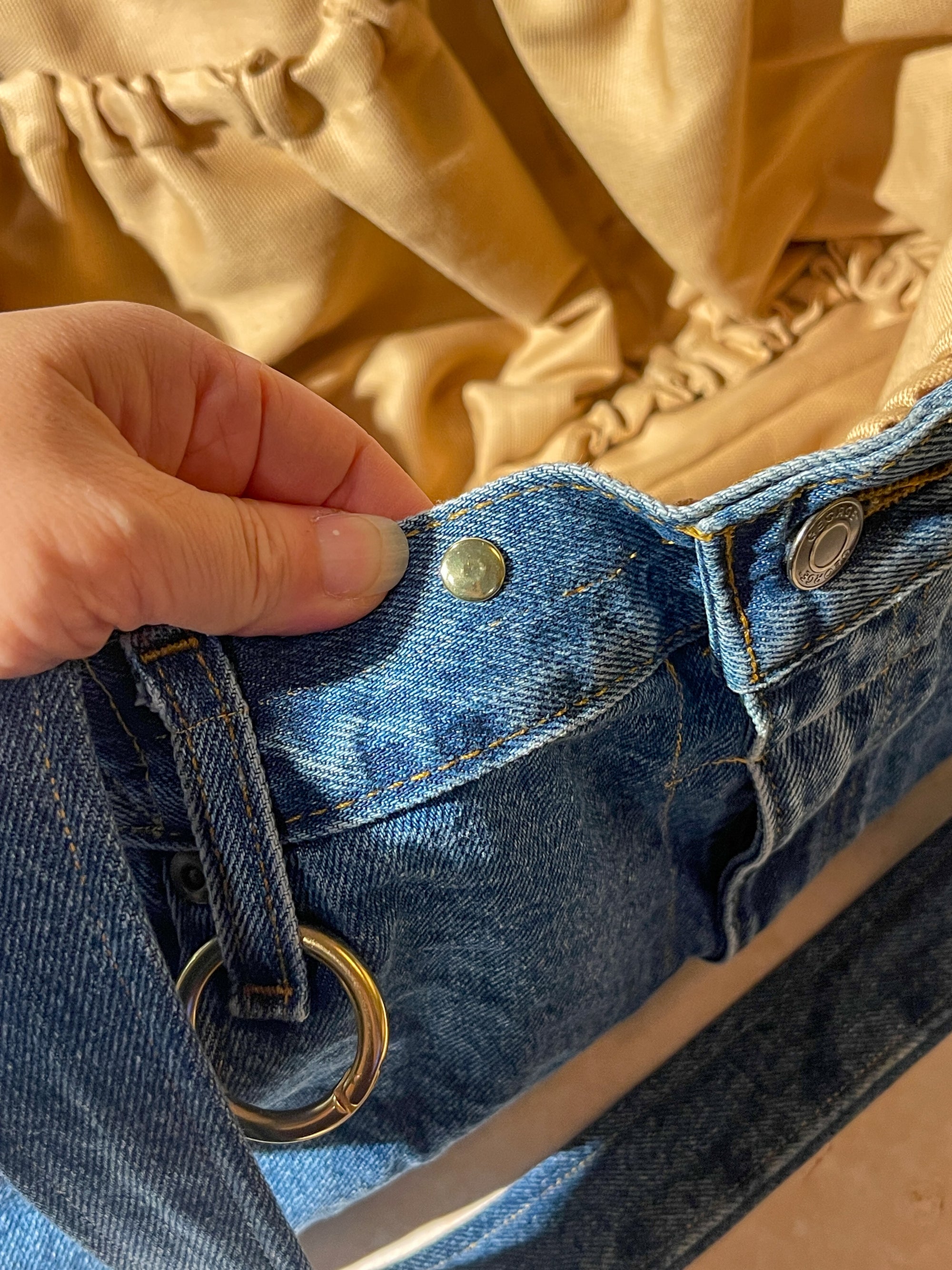 Upcycled Large Short Tote Bag - Blue Jean