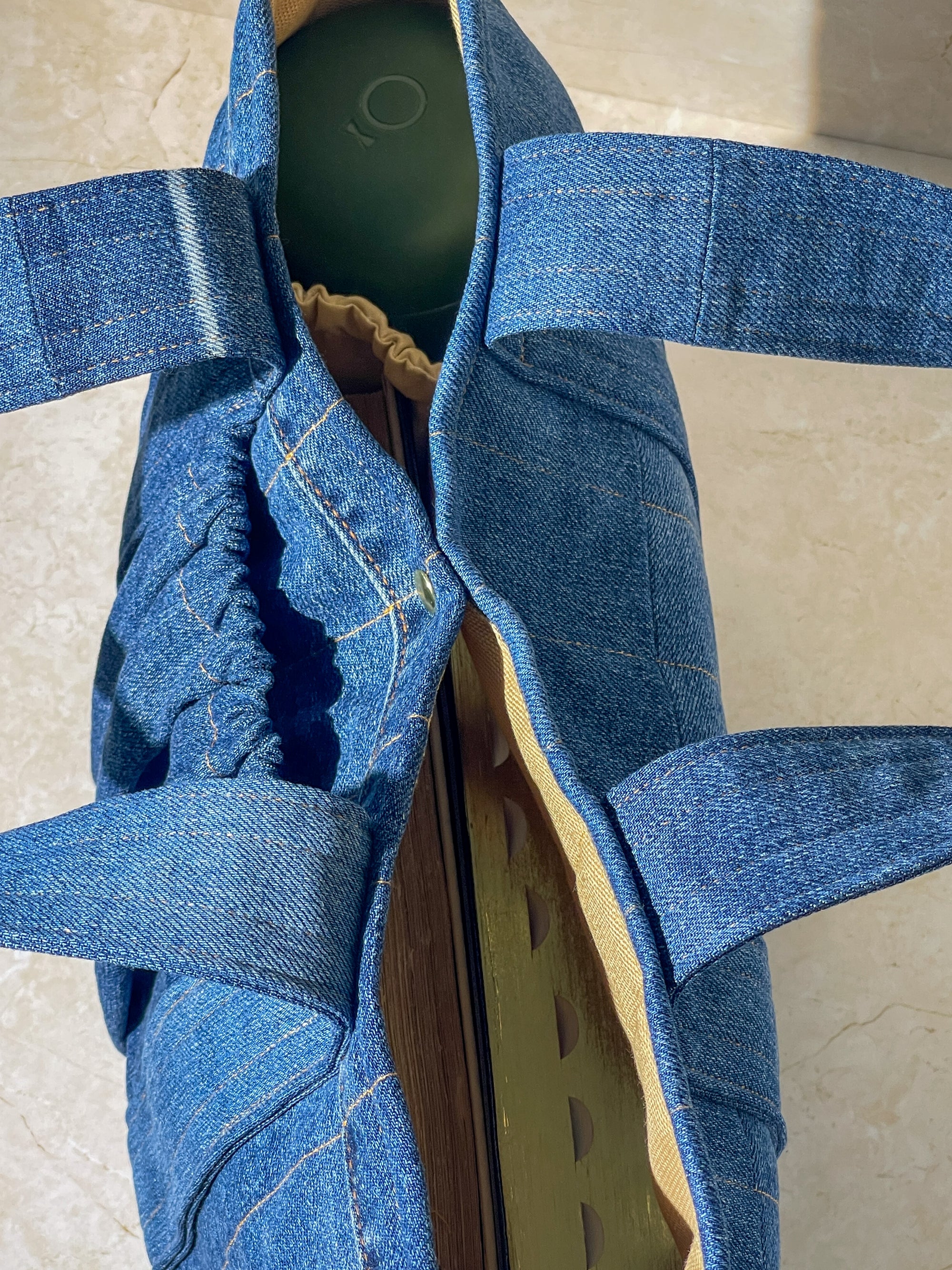 Medium Quilted Tote Bag  - Upcycled Blue Denim