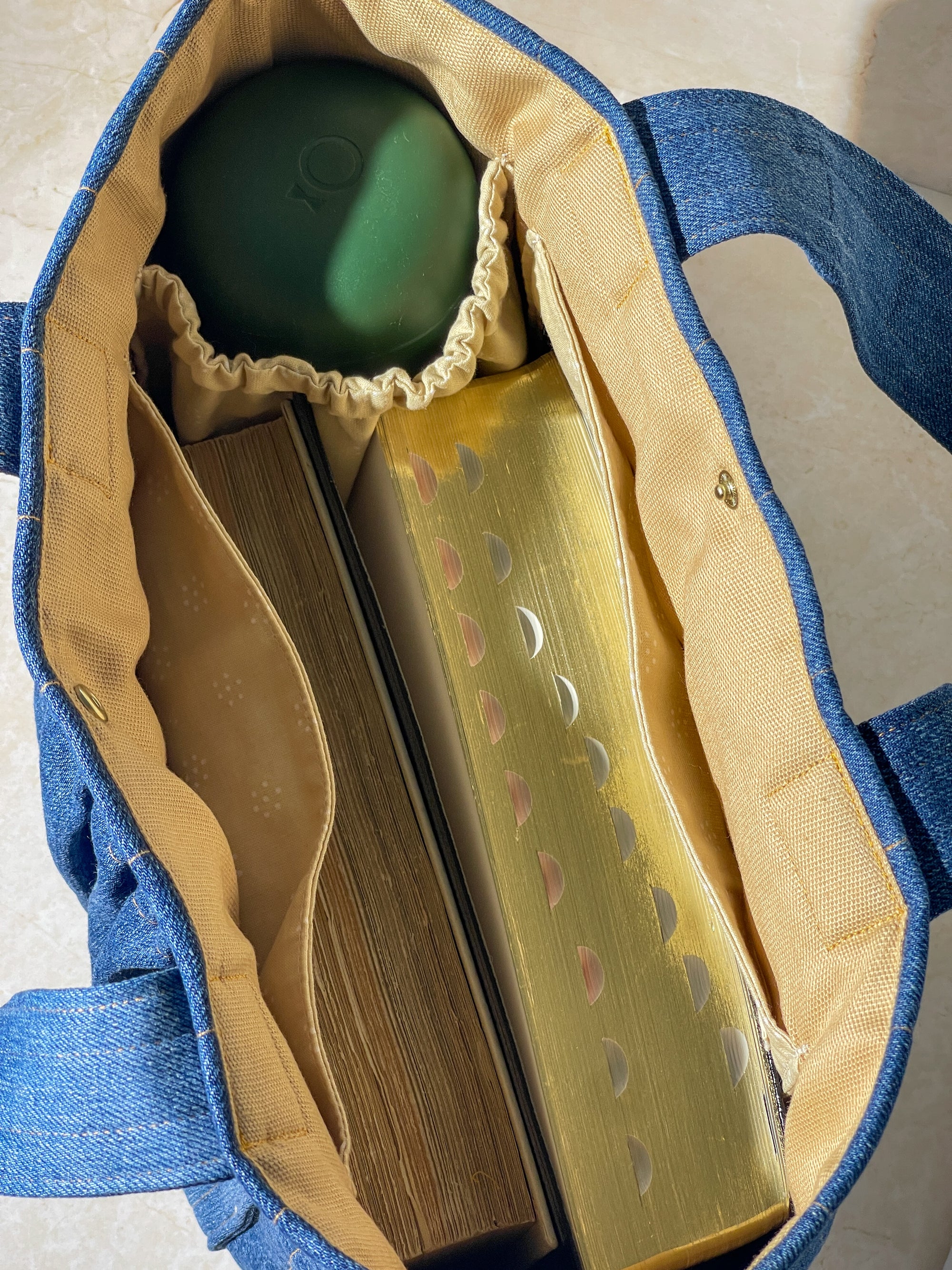 Medium Quilted Tote Bag  - Upcycled Blue Denim