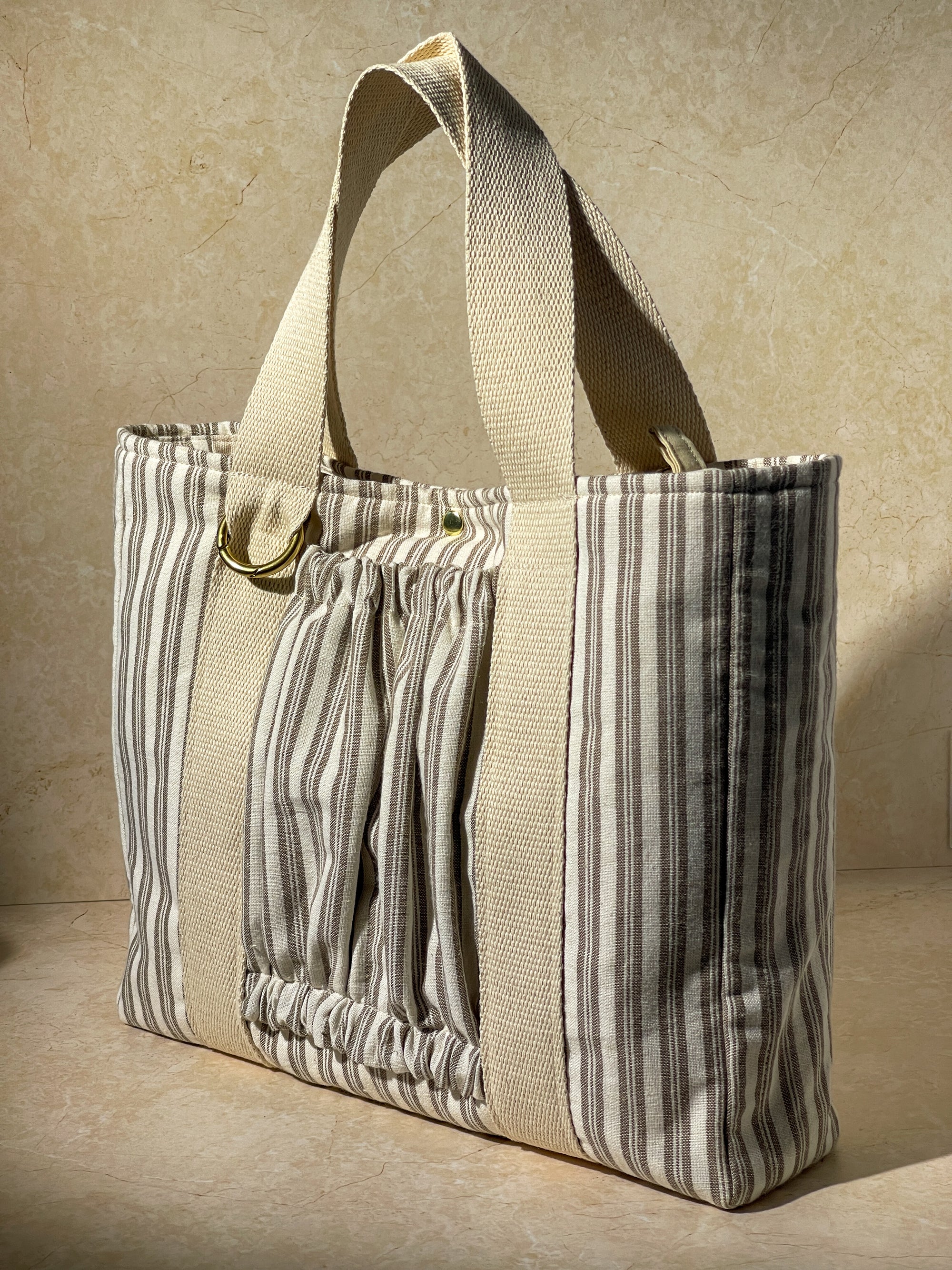 Book / Bible Tote - Black Tea & Cream 3" Tote