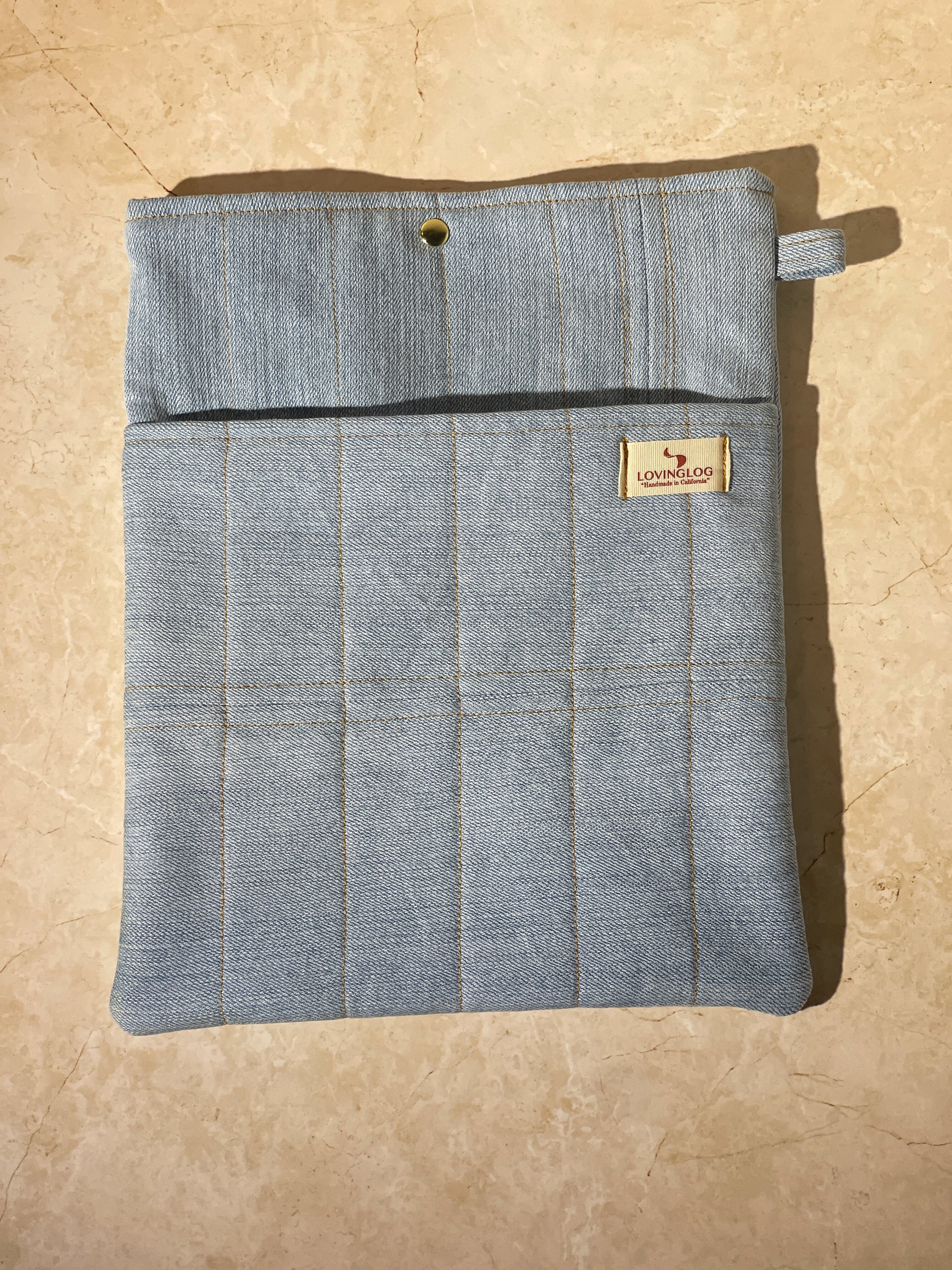 UPcycled Classic Book Sleeve - Light Blue Denim (1)