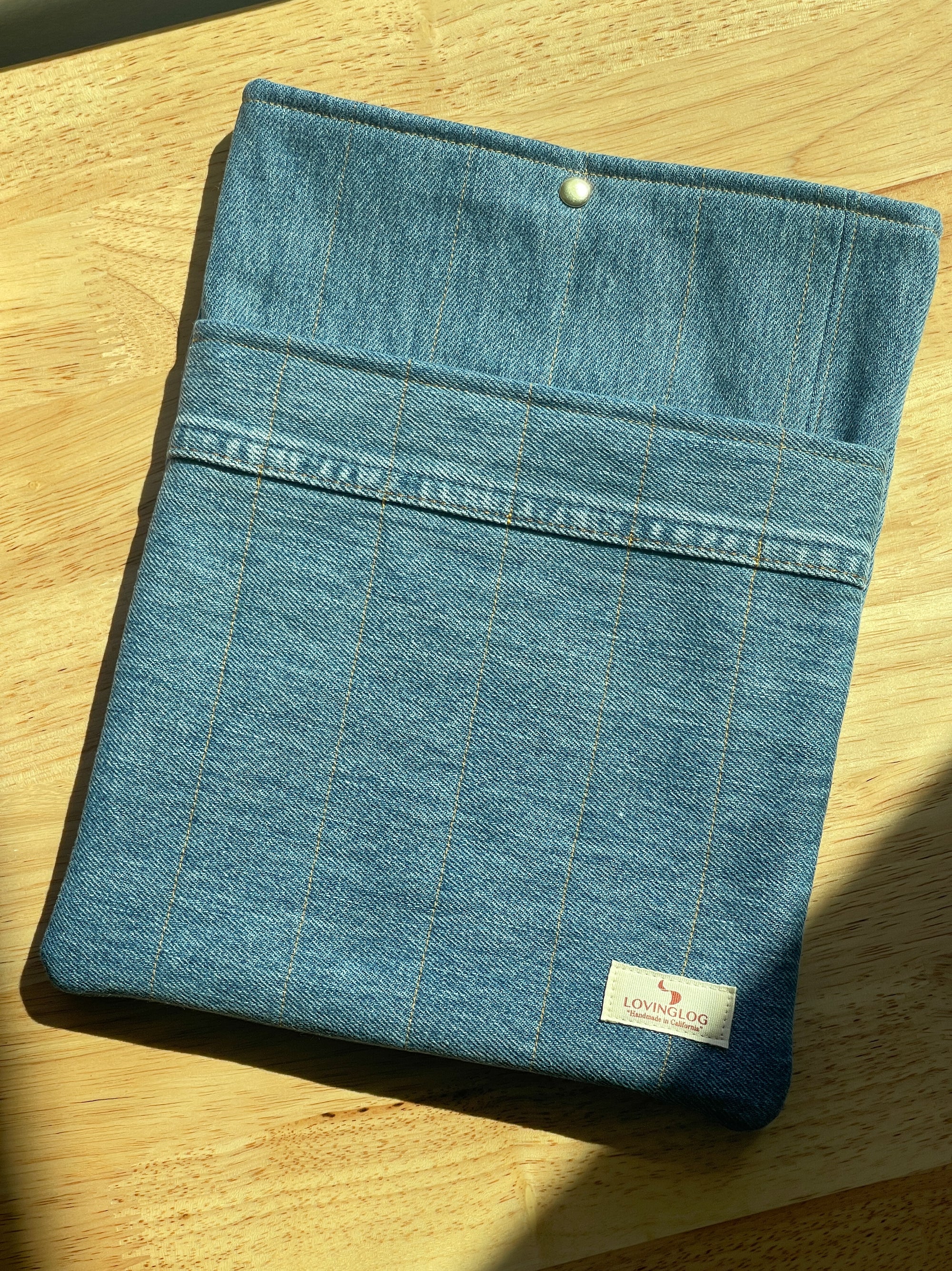 Upcycled Classic Book Sleeve - Blue Denim (1)
