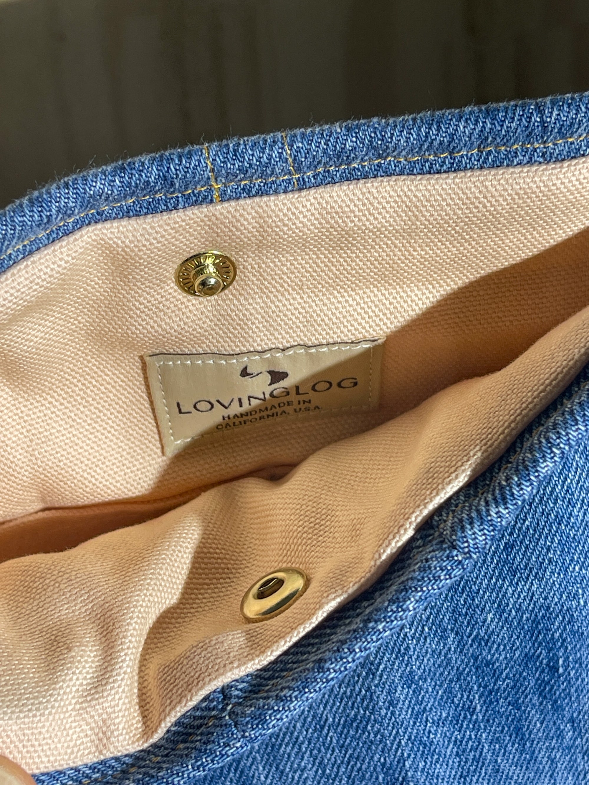Upcycled Large Quilted Tote Bag - Blue Denim