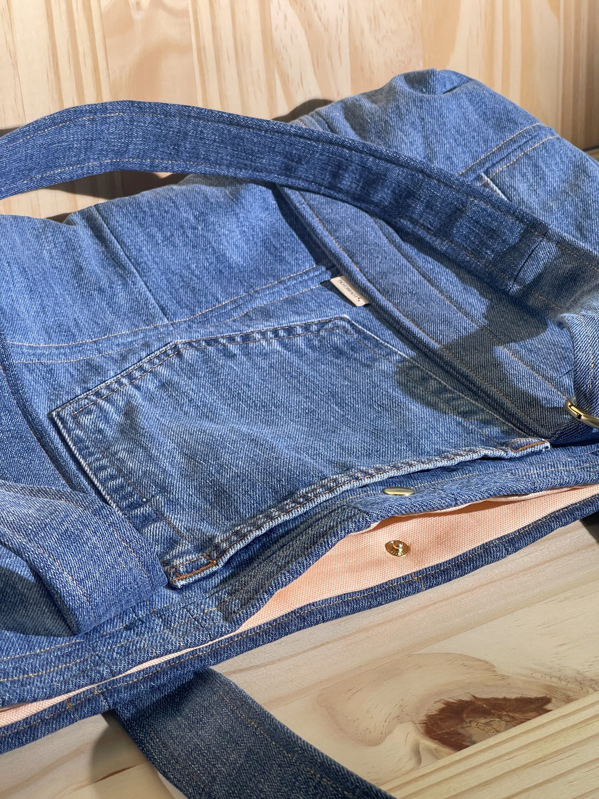 Upcycled Large Quilted Tote Bag - Blue Denim