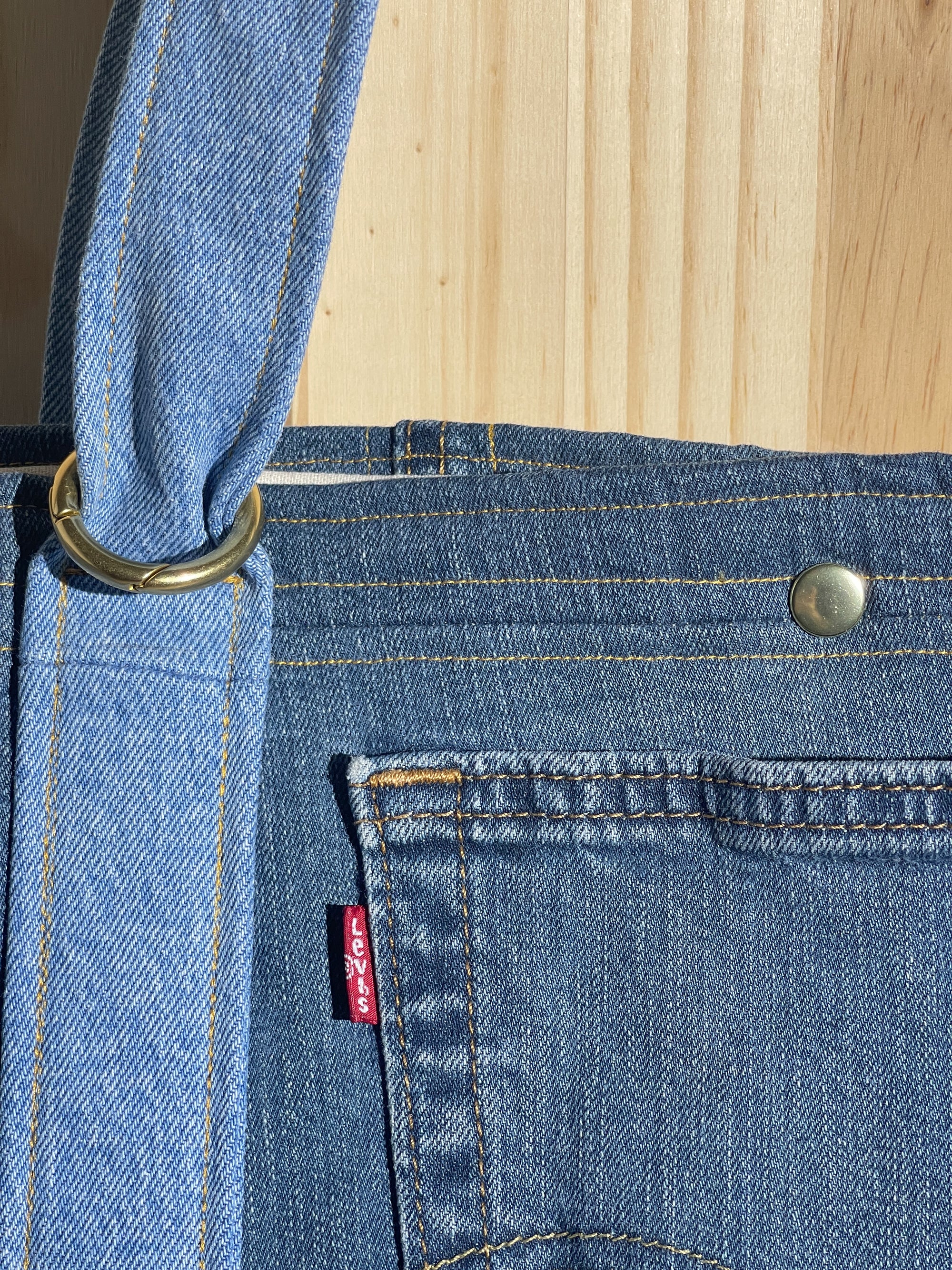 Upcycled Large Quilted Tote Bag - Blue Denim