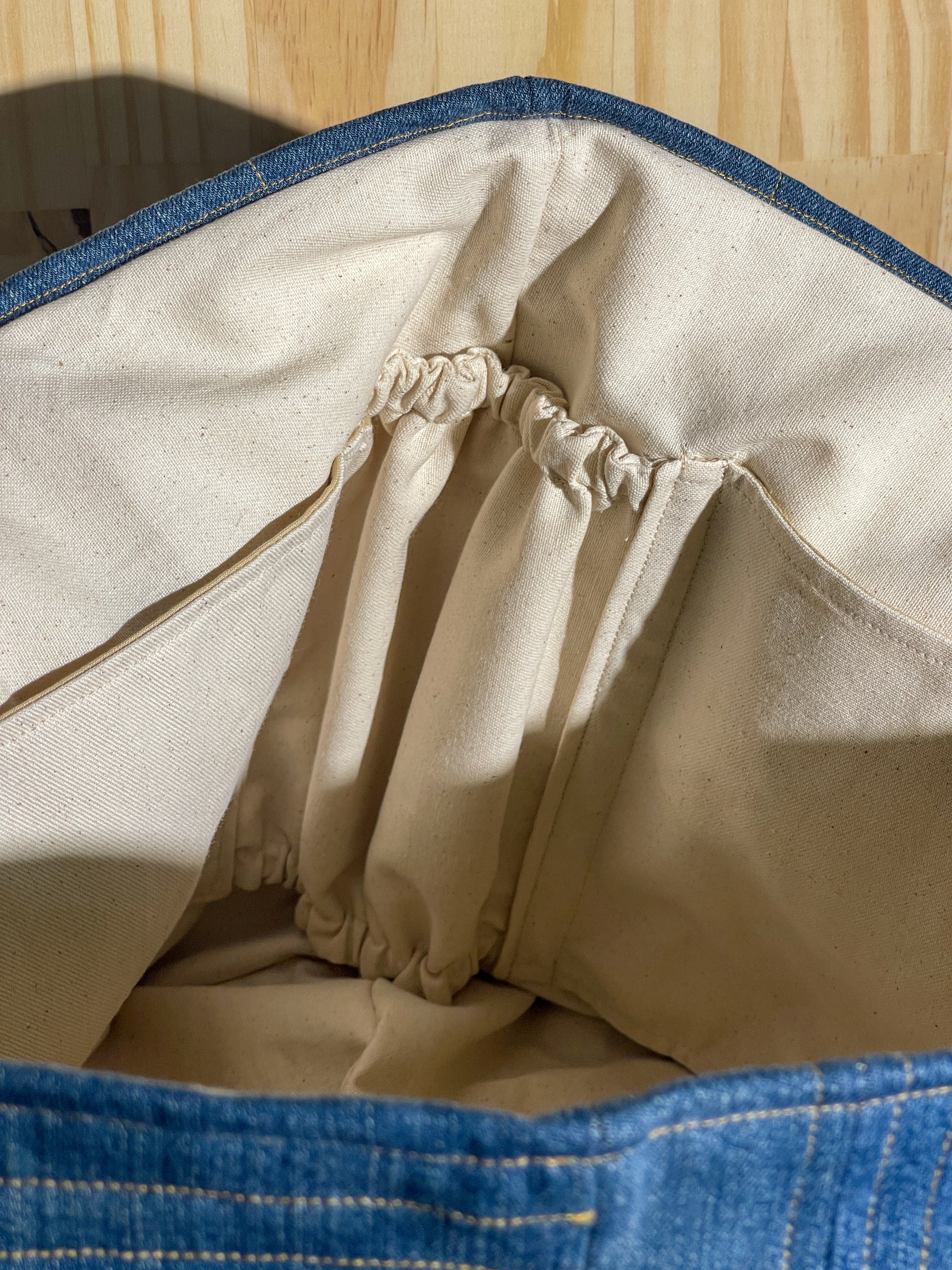 Upcycled Large Quilted Tote Bag - Blue Denim
