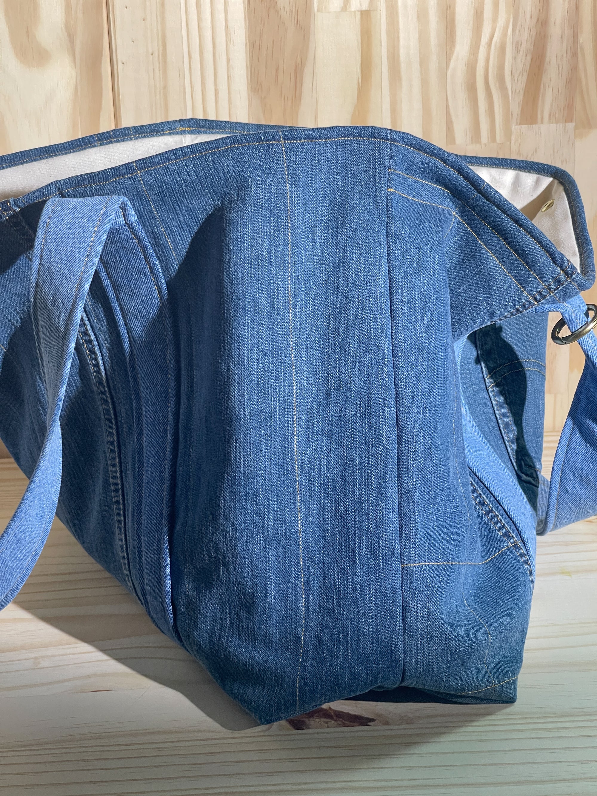 Upcycled Large Quilted Tote Bag - Blue Denim