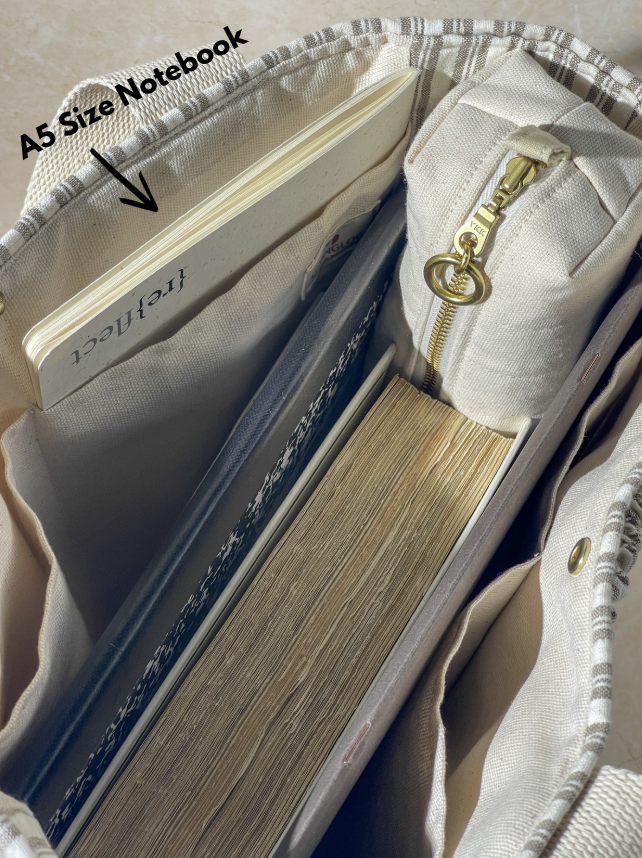 Book / Bible Tote - Black Tea & Cream 3" Tote