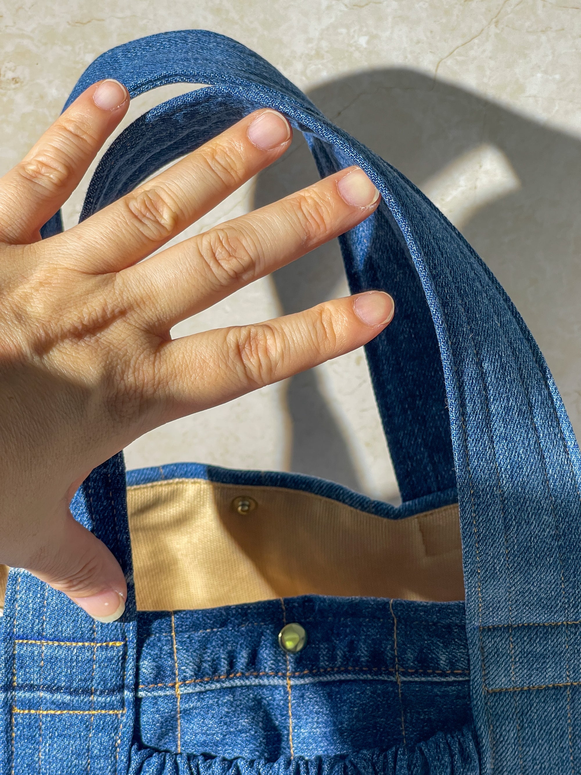Book / Bible Tote - Upcycled Blue Denim (1) [4&quot; Tote]