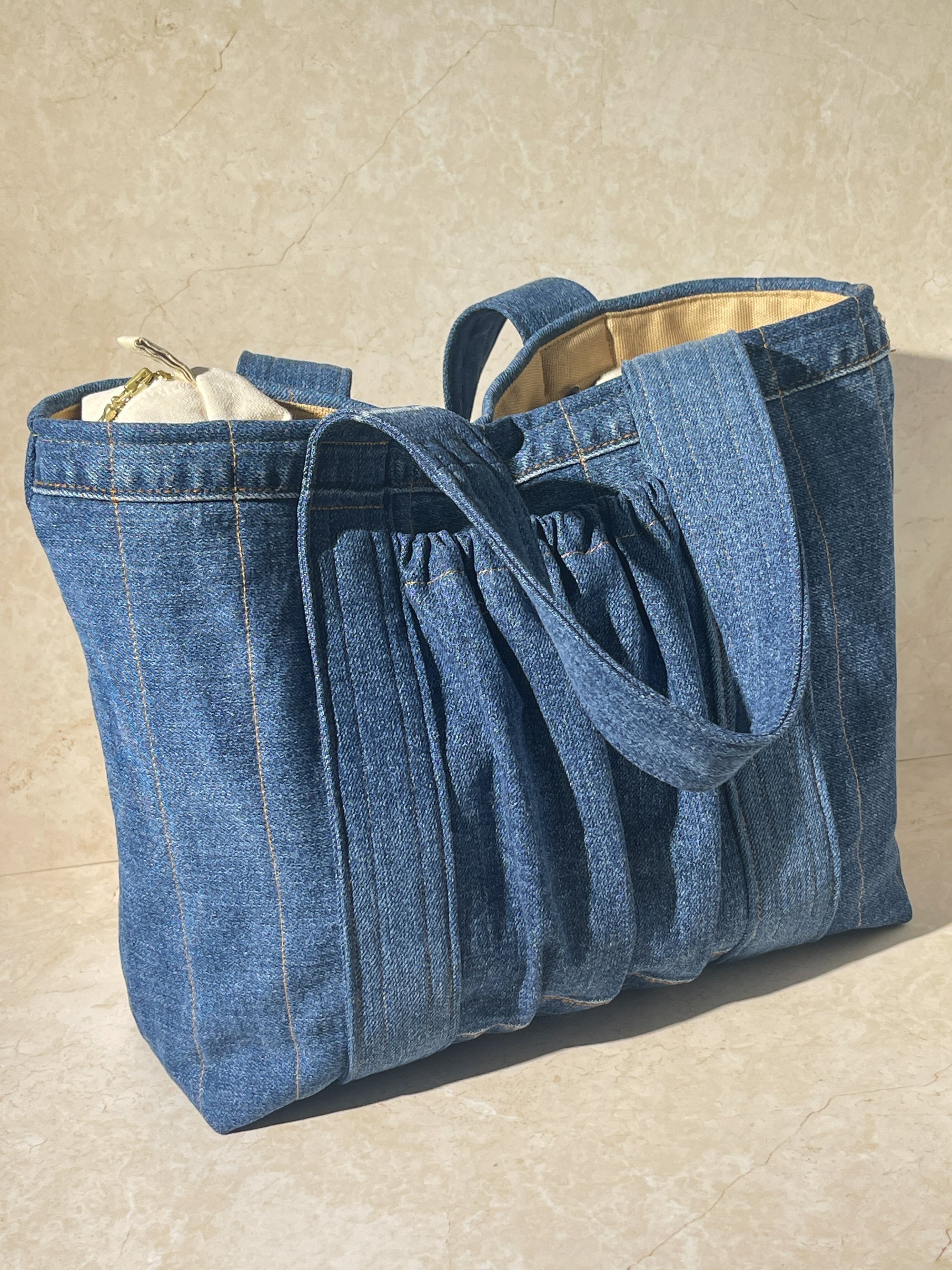 Book / Bible Tote - Upcycled Blue Denim (1) [4&quot; Tote]