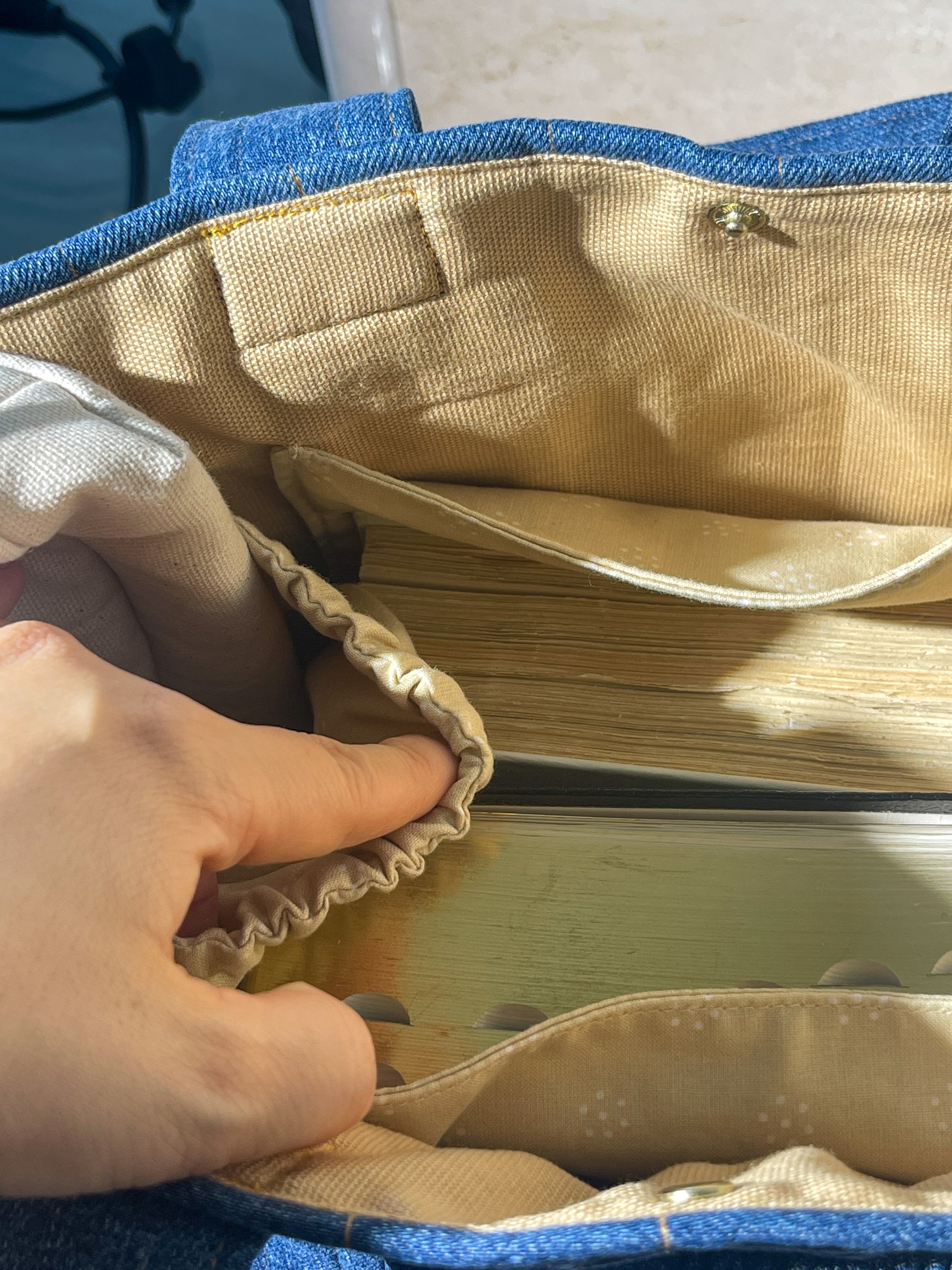 Book / Bible Tote - Upcycled Blue Denim (1) [4&quot; Tote]