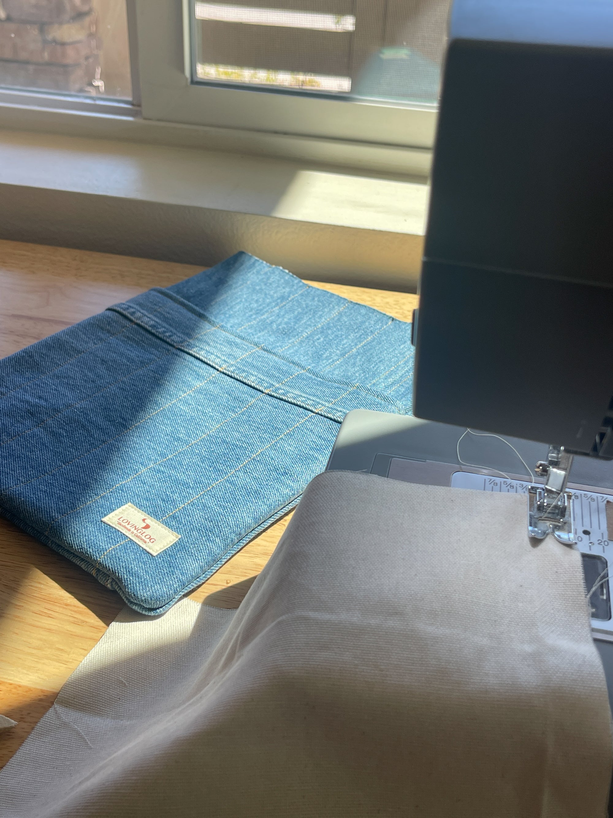 Upcycled Classic Book Sleeve - Blue Denim (1)