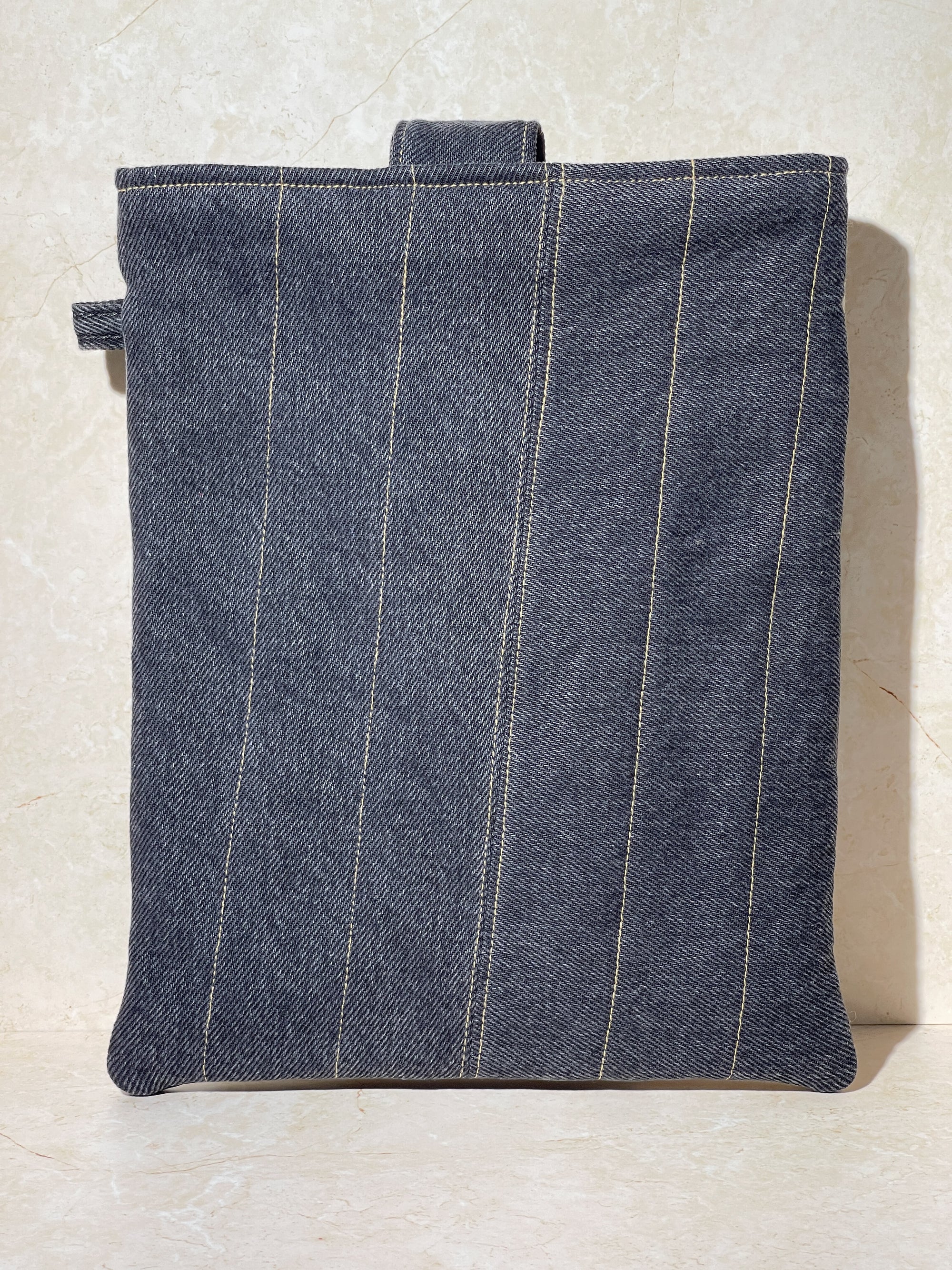 Upcycled Patched Classic Book Sleeve - Denim Jeans {