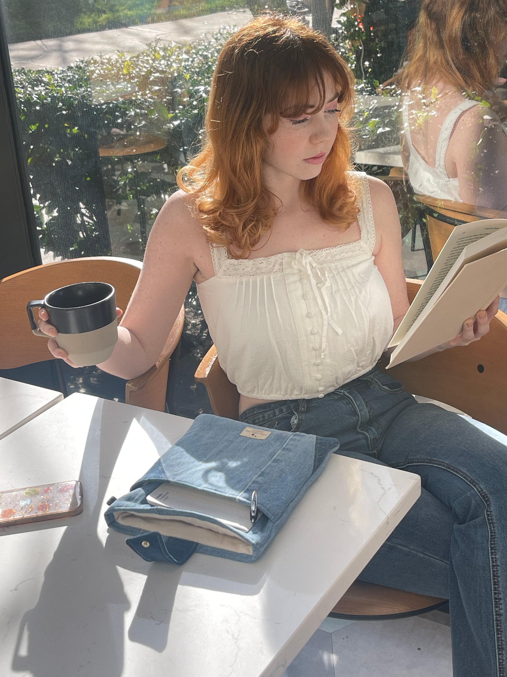 Classic Book Sleeve {100% Cotton Quilted} - Daisy Tea