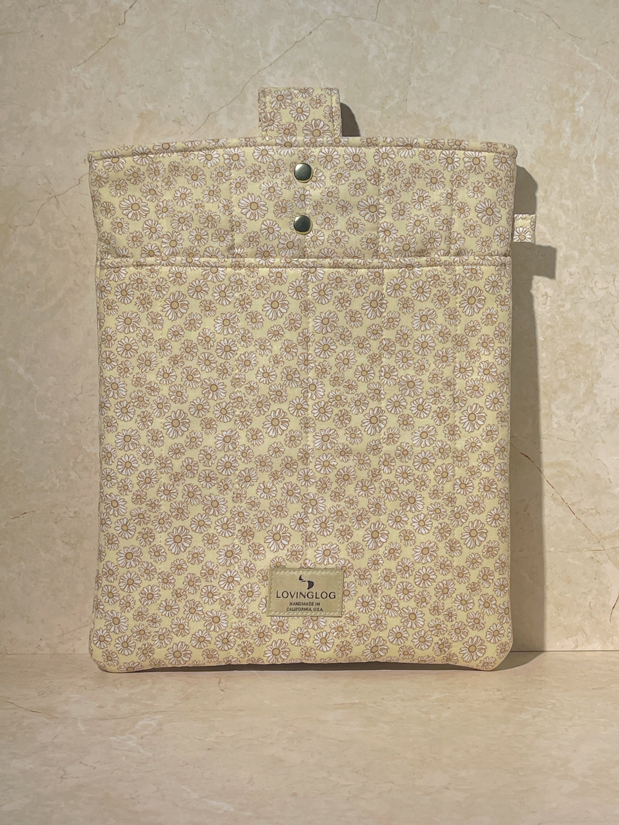 Classic Book Sleeve {100% Cotton Quilted} - Daisy Tea