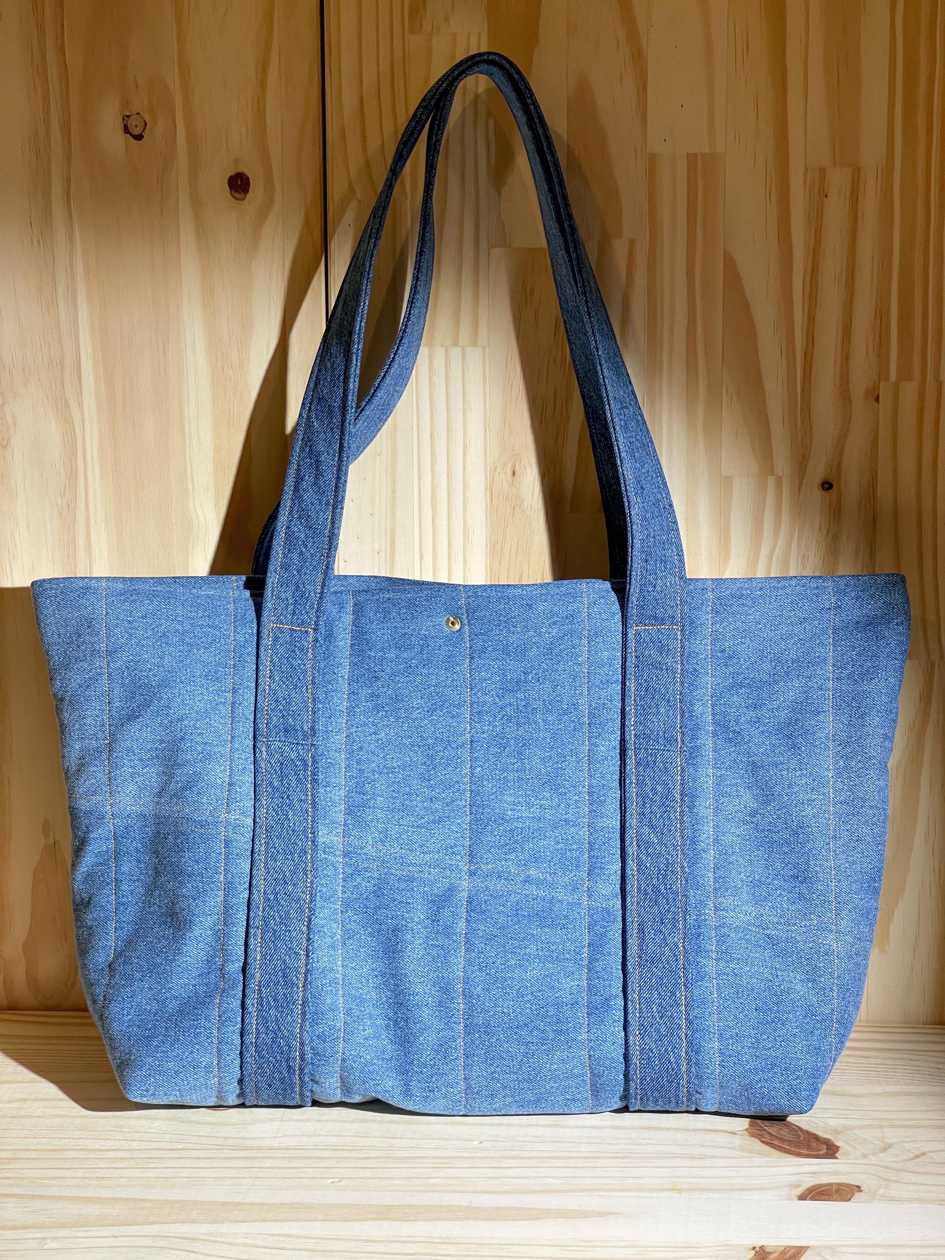 Upcycled Large Tote Bag - Classic Blue Denim Jeans {#15} – lovinglog